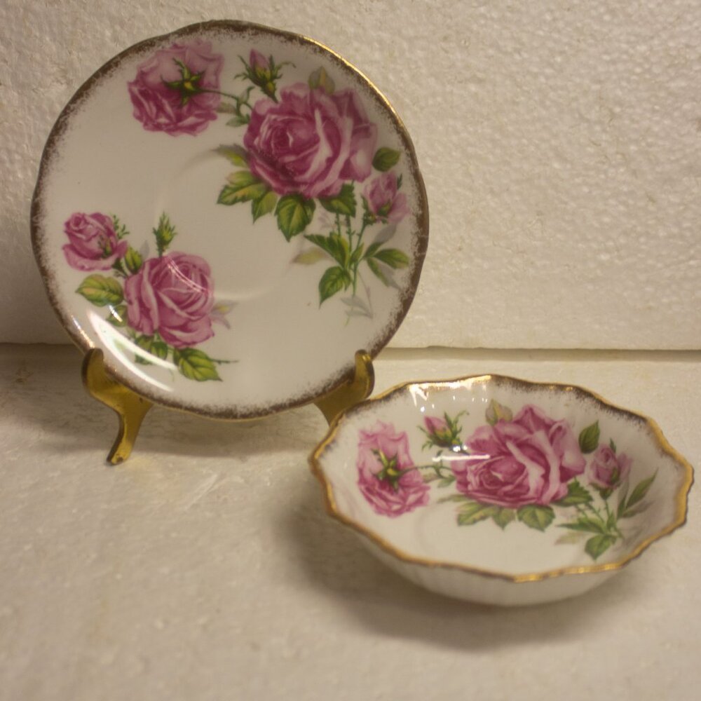 Royal Standard Orleans Rose Fine Bone China Made in England Saucer and Plate